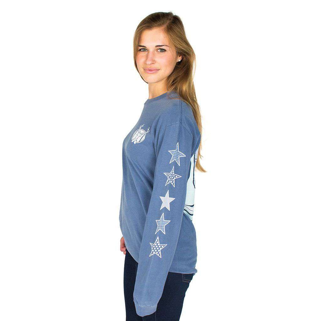 It's Better Down South Longsleeve Tee Shirt in Blue Jean by Jadelynn Brooke - Country Club Prep