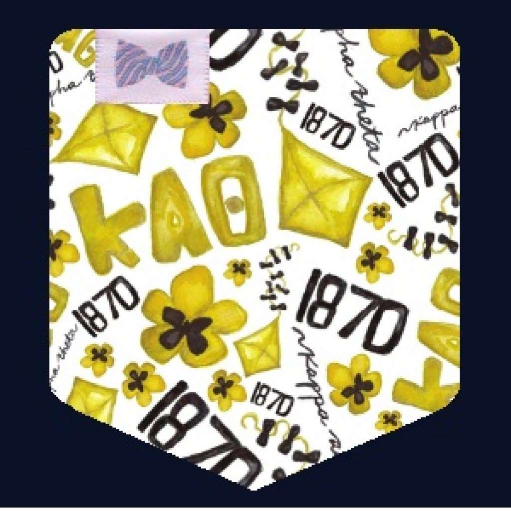 Kappa Alpha Theta Tank Top in Black with Pattern Pocket by the Frat Collection - Country Club Prep