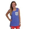 Kappa Kappa Gamma Tank Top in Fluorescent Blue with Pattern Pocket by the Frat Collection - Country Club Prep