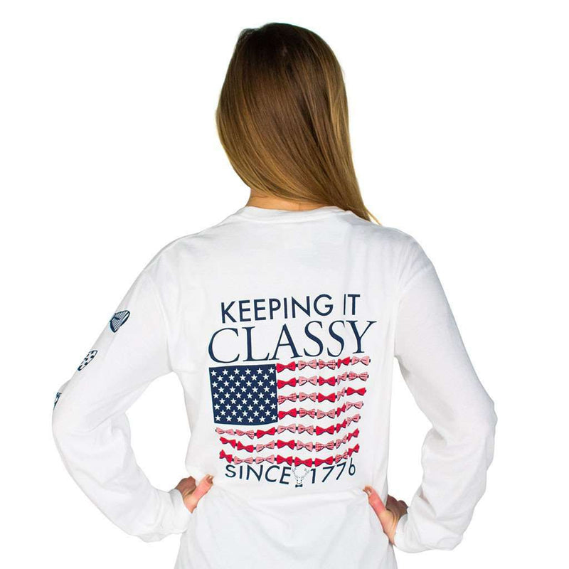 Keeping it Classy Longsleeve Tee Shirt in White by Jadelynn Brooke - Country Club Prep