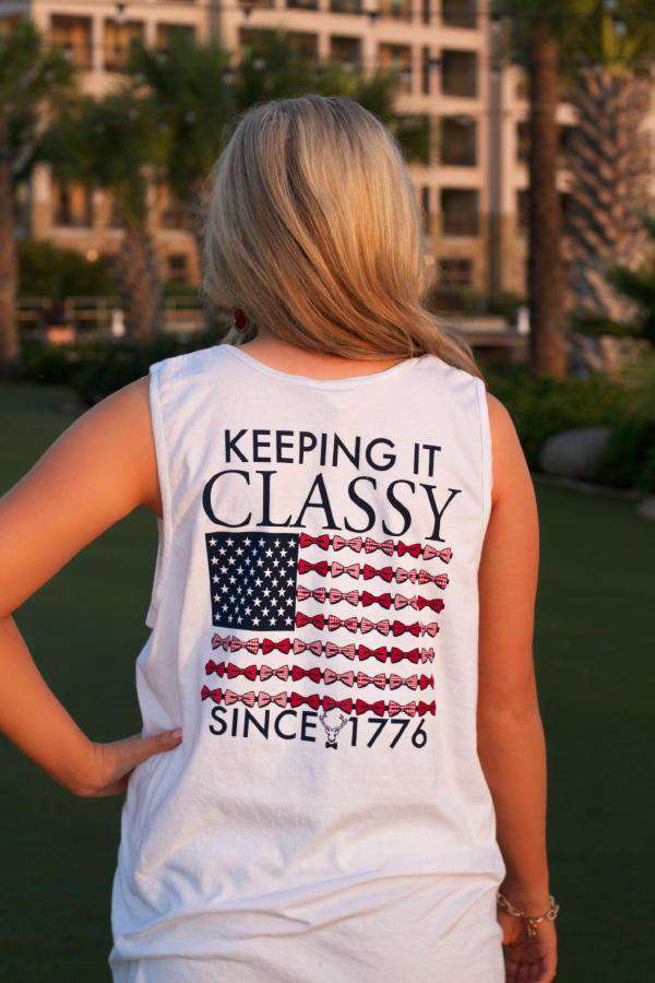 Keeping it Classy Since 1776 Tank Top in Picket Fence White by Jadelynn Brooke - Country Club Prep