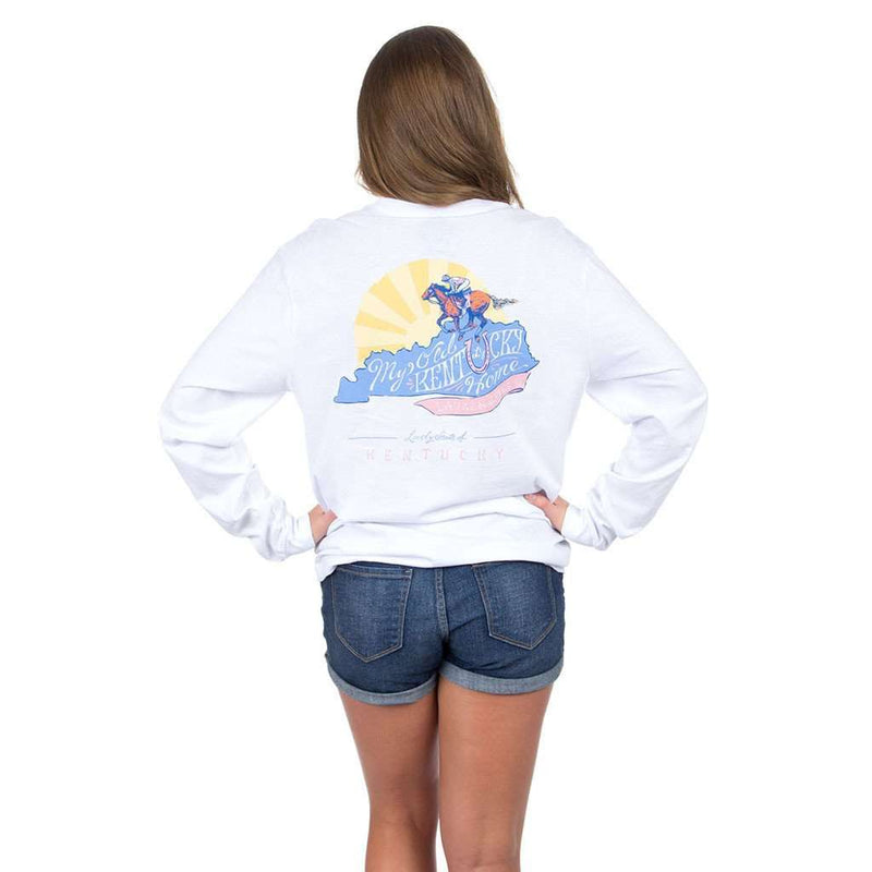 Kentucky My Old Home Long Sleeve Tee in White by Lauren James - Country Club Prep