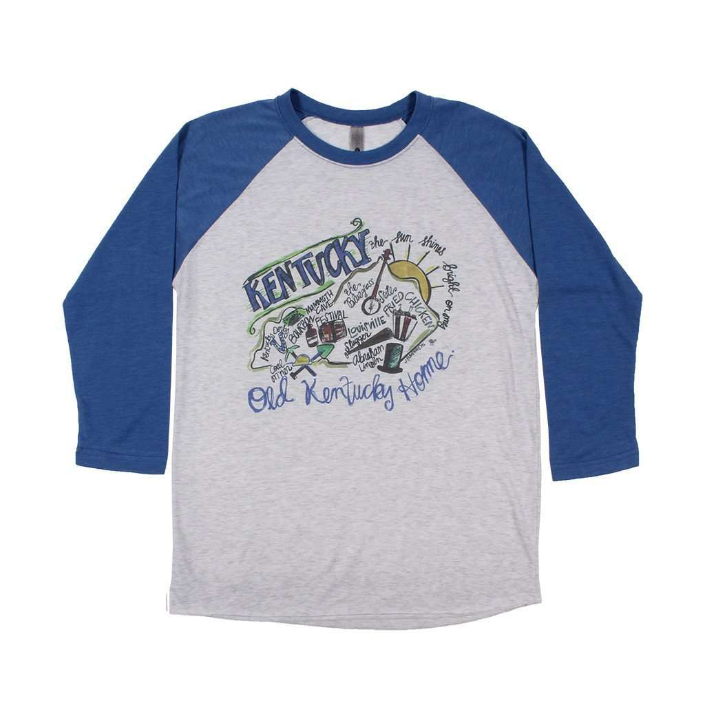 Kentucky Roadmap Raglan Tee Shirt by Southern Roots - Country Club Prep