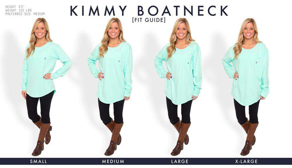 Kimmy Boatneck Long Sleeve Tee in Tidal Green by The Southern Shirt Co. - Country Club Prep