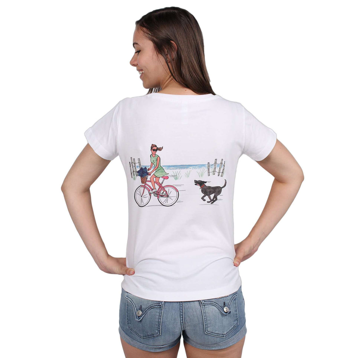 Ladies Wicked Beach Bike Tee in White by Chatham Ivy - Country Club Prep