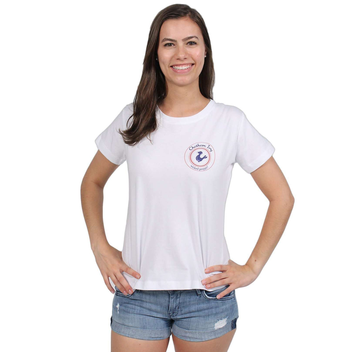 Ladies Wicked Beach Bike Tee in White by Chatham Ivy - Country Club Prep