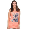 Lake Hair Don't Care Tank in Coral by Jadelynn Brooke - Country Club Prep