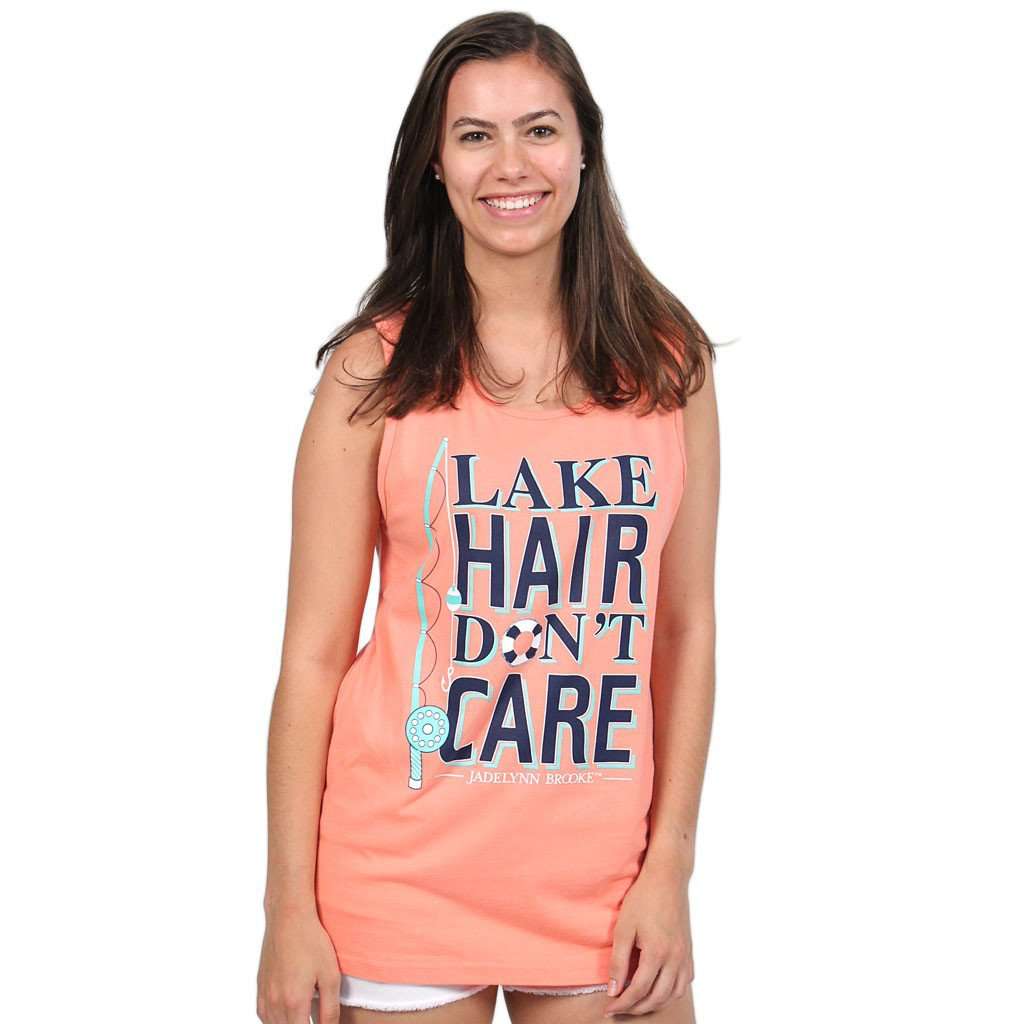 Lake Hair Don't Care Tank in Coral by Jadelynn Brooke - Country Club Prep