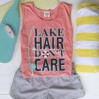 Lake Hair Don't Care Tank in Coral by Jadelynn Brooke - Country Club Prep