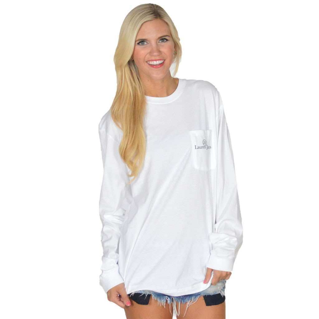 Land o' the Pines Long Sleeve Tee in White by Lauren James - Country Club Prep