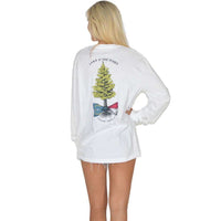 Land o' the Pines Long Sleeve Tee in White by Lauren James - Country Club Prep