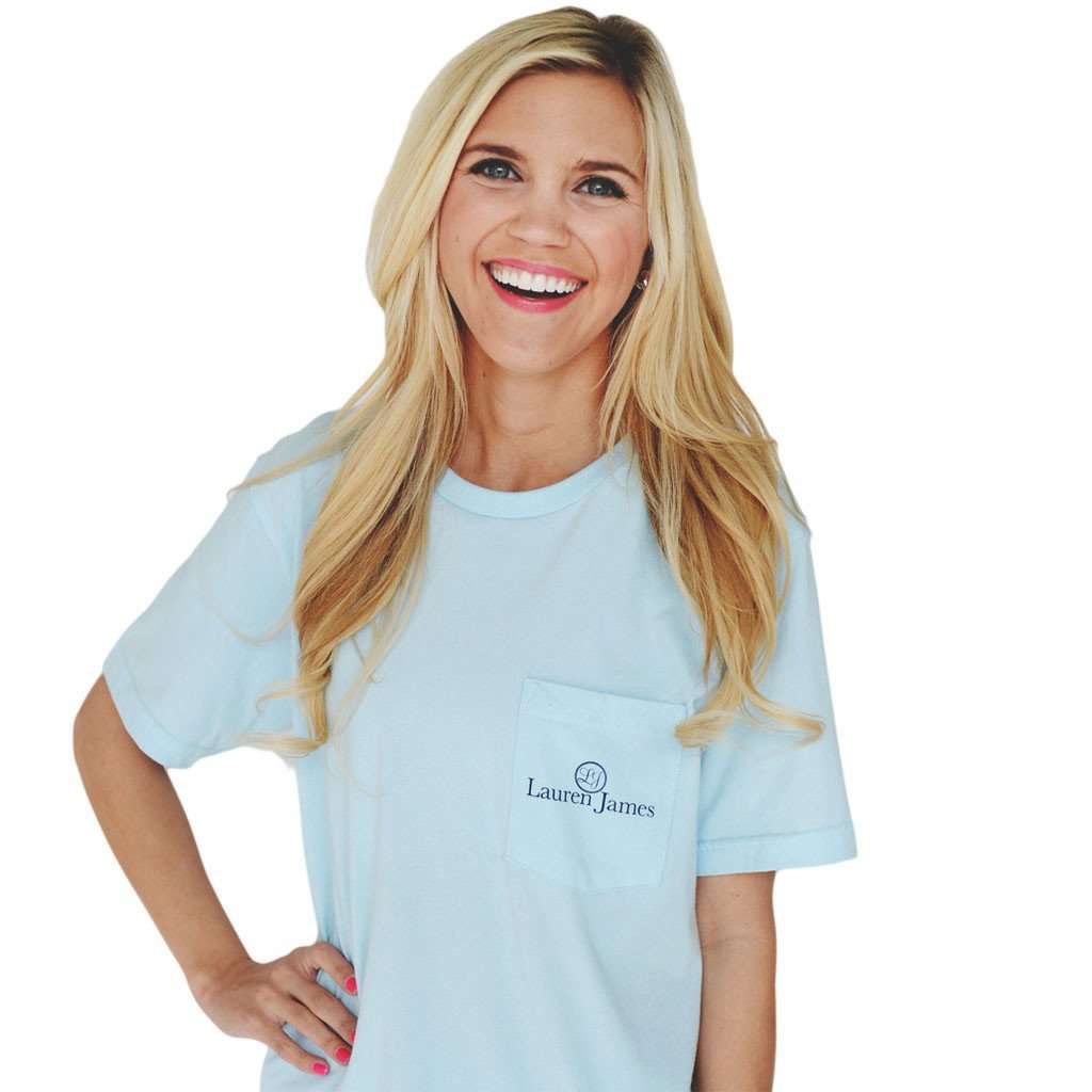 Life is Better in Seersucker Tee in Blue by Lauren James - Country Club Prep