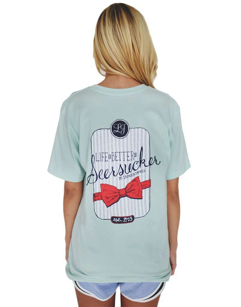 Life is Better in Seersucker Tee in Mint Green by Lauren James - Country Club Prep