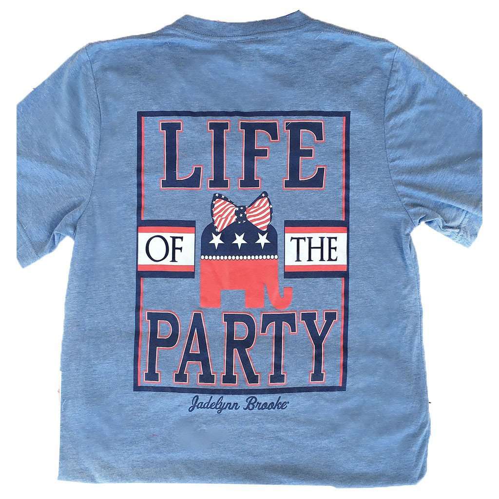 Life of the Party V-Neck Tee Shirt in Blue by Jadelynn Brooke - Country Club Prep