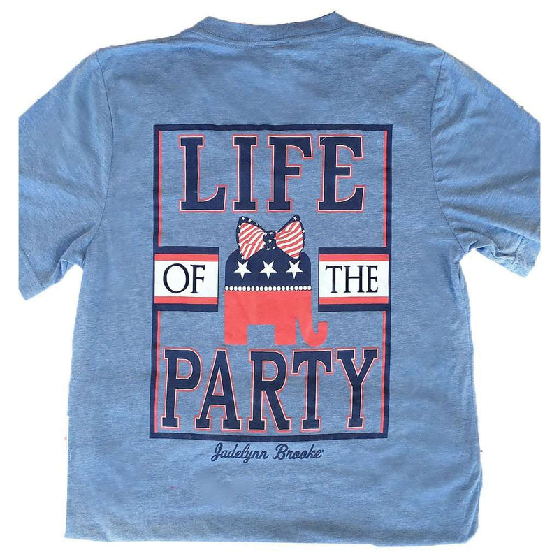 Life of the Party V-Neck Tee Shirt in Blue by Jadelynn Brooke - Country Club Prep