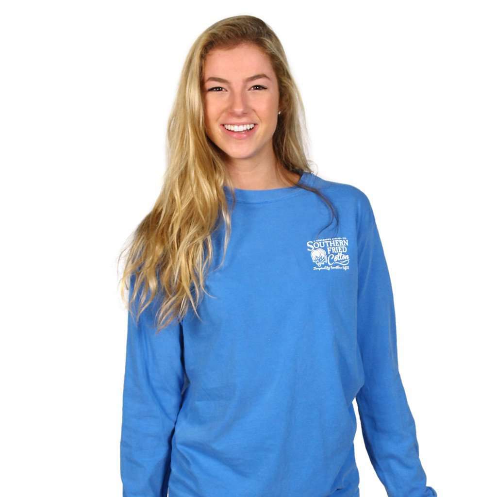 Lil Striped Pig Long Sleeve Tee Shirt in Royal Caribbean by Southern Fried Cotton - Country Club Prep