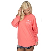 Long Sleeve Beachcomber in Coral with Light Blue Seersucker by Lauren James - Country Club Prep