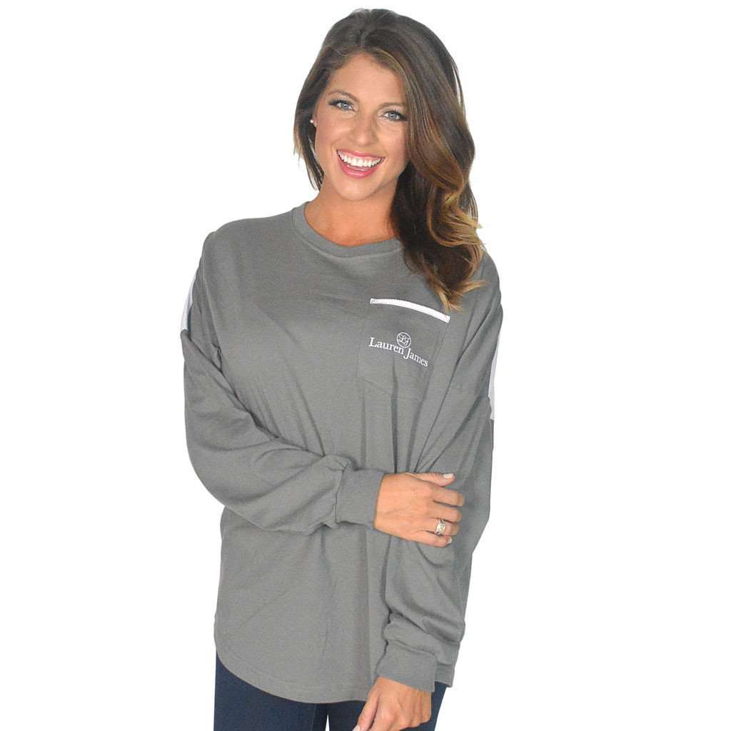 Long Sleeve Beachcomber in Pebble Gray with Light Pink Seersucker by Lauren James - Country Club Prep