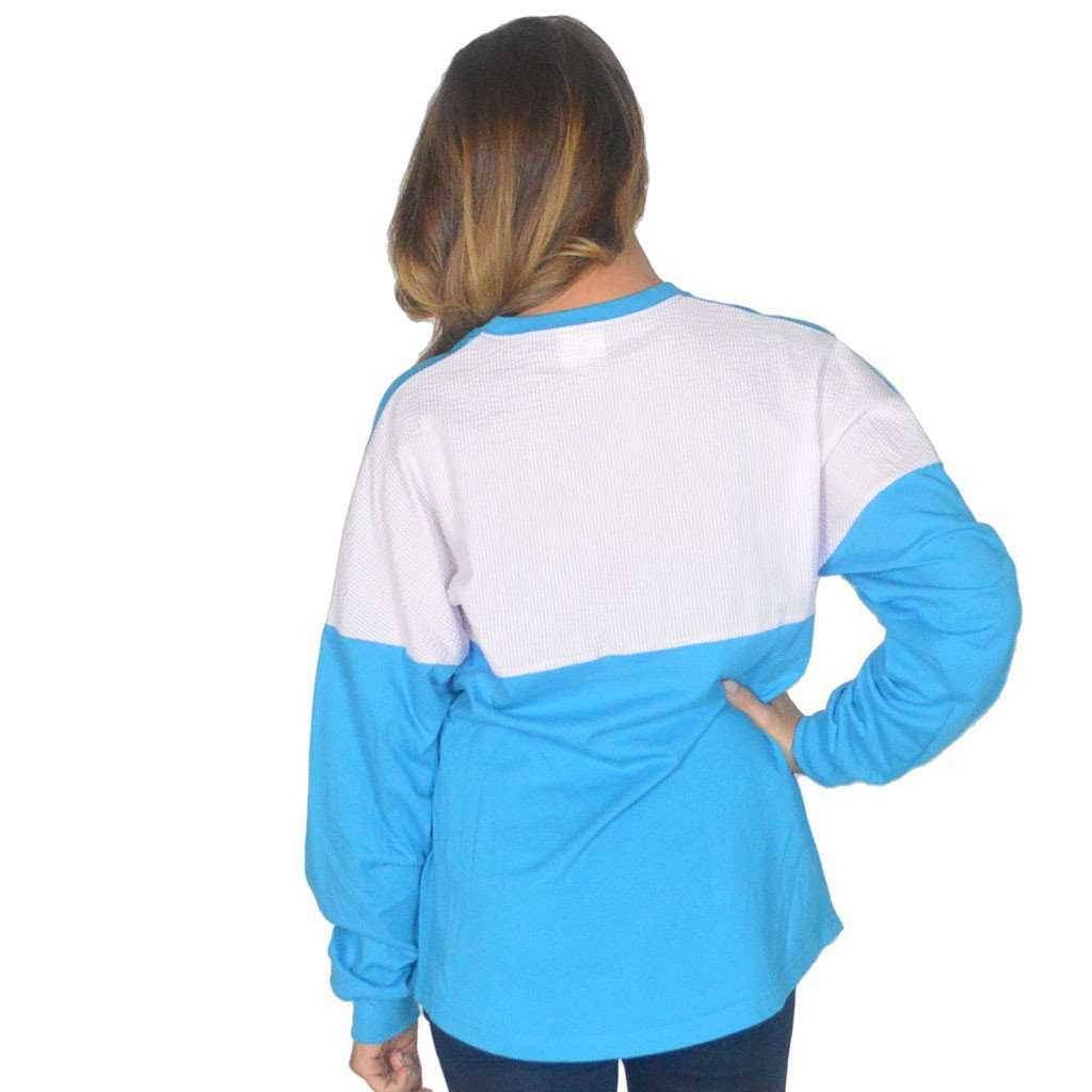 Long Sleeve Beachcomber in Regatta Blue with Light Pink Seersucker by Lauren James - Country Club Prep