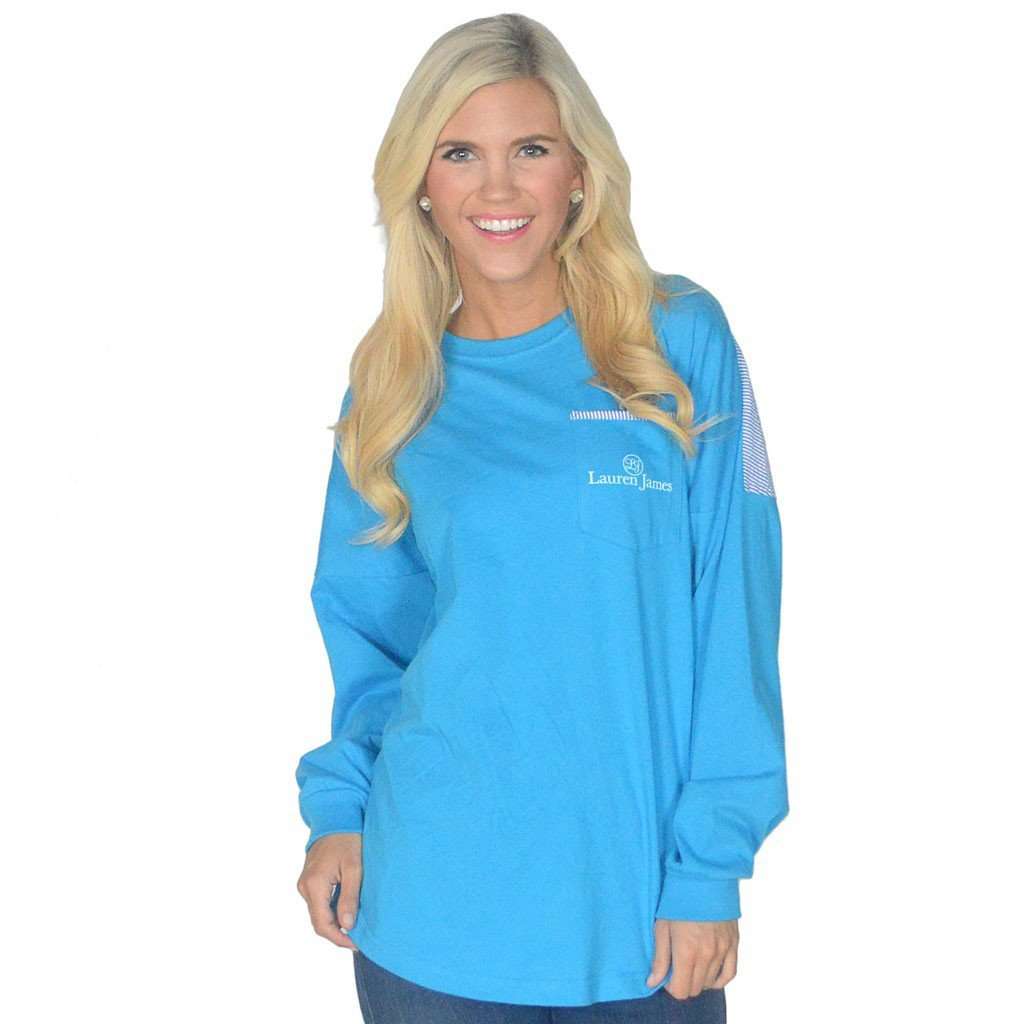 Long Sleeve Beachcomber in Regatta Blue with Royal Seersucker by Lauren James - Country Club Prep