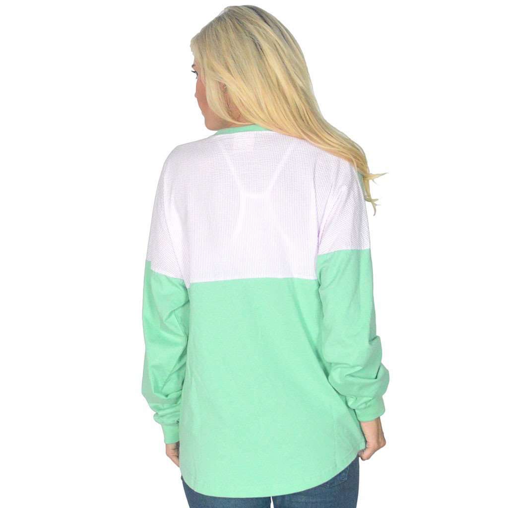 Long Sleeve Beachcomber in Seafoam with Light Pink Seersucker by Lauren James - Country Club Prep