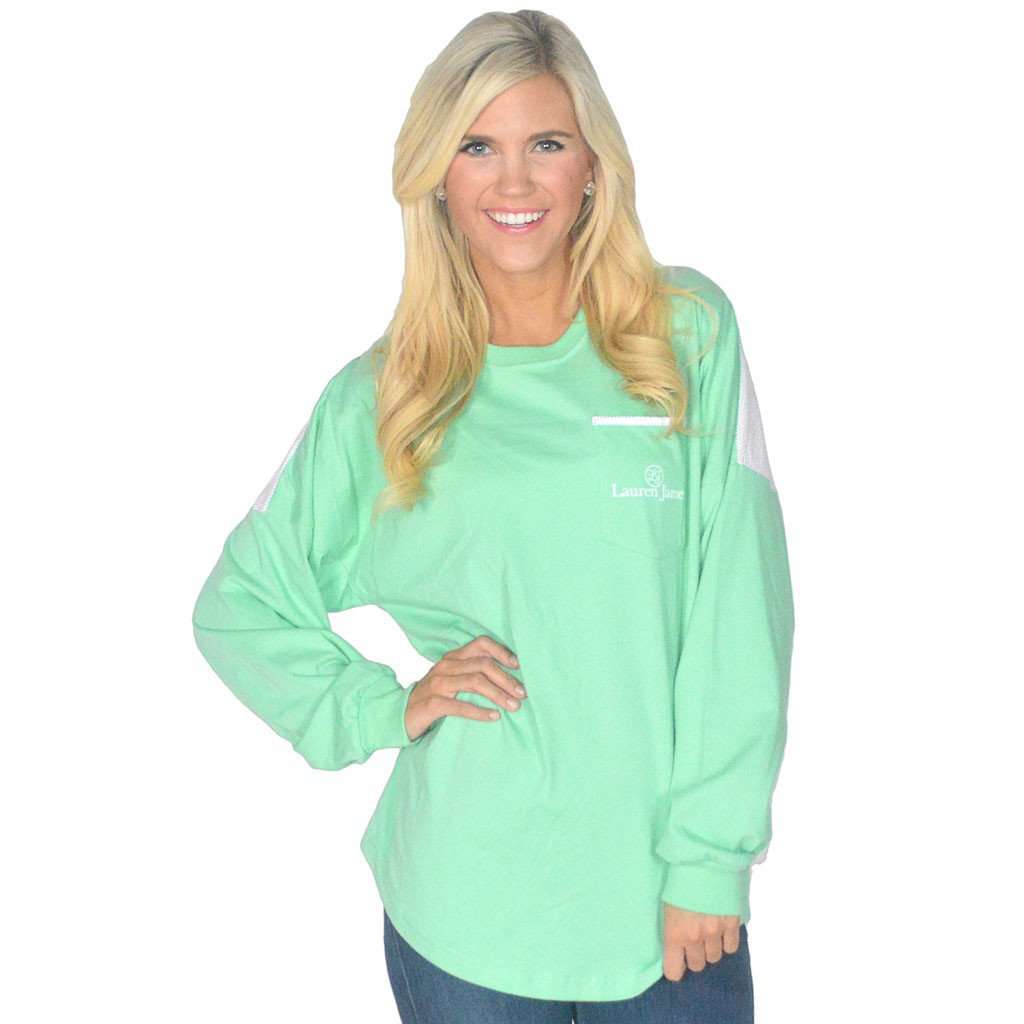 Long Sleeve Beachcomber in Seafoam with Light Pink Seersucker by Lauren James - Country Club Prep