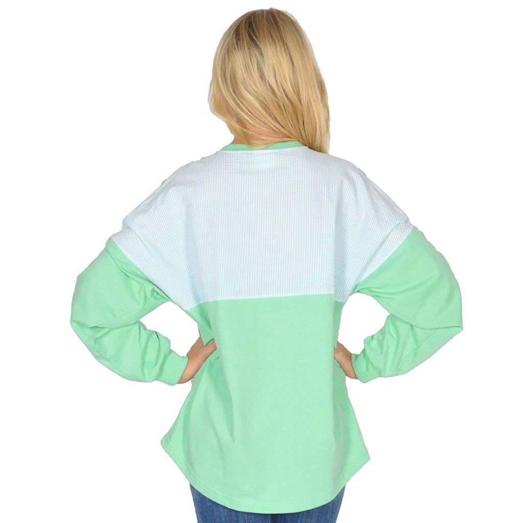 Long Sleeve Beachcomber in Seafoam with Mint Seersucker by Lauren James - Country Club Prep