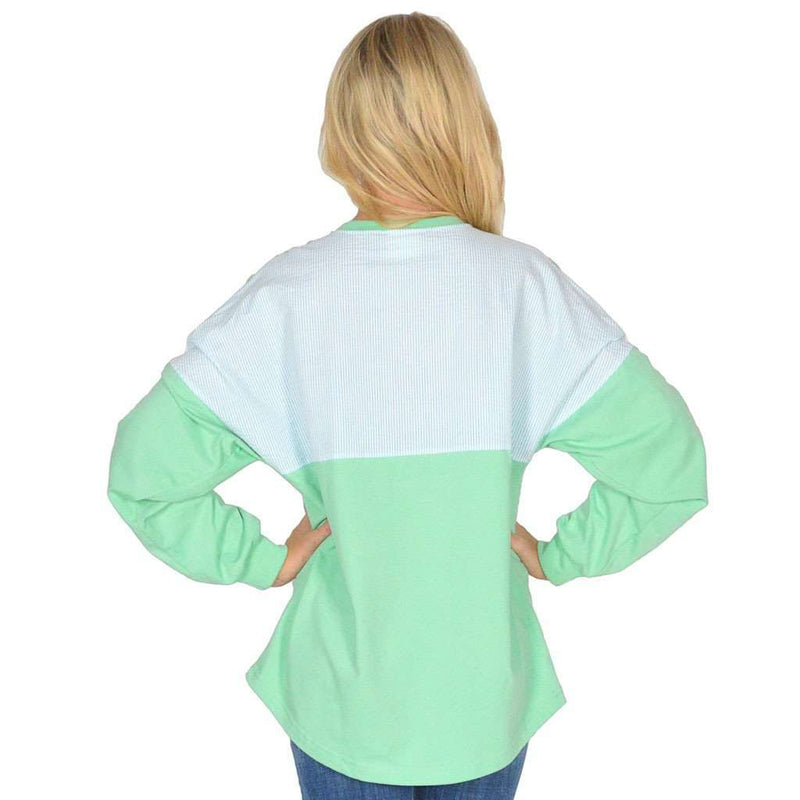 Long Sleeve Beachcomber in Seafoam with Mint Seersucker by Lauren James - Country Club Prep
