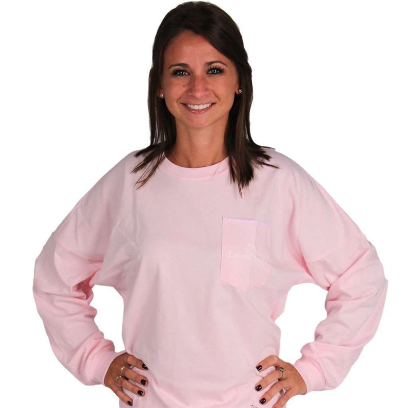 Long Sleeve Beachcomber in Seashell with Pink Seersucker by Lauren James - Country Club Prep