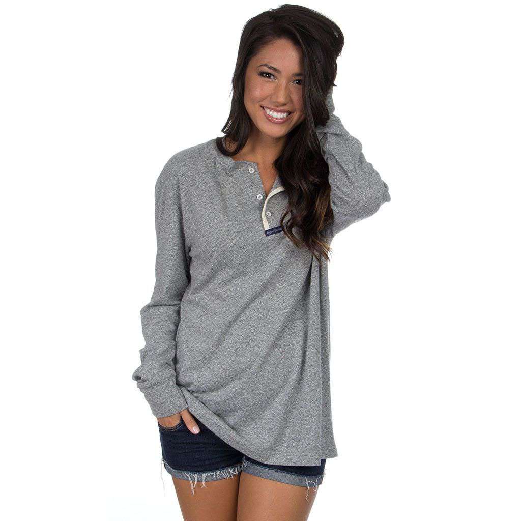 Long Sleeve Boyfriend Tee in Heather Grey by Lauren James - Country Club Prep