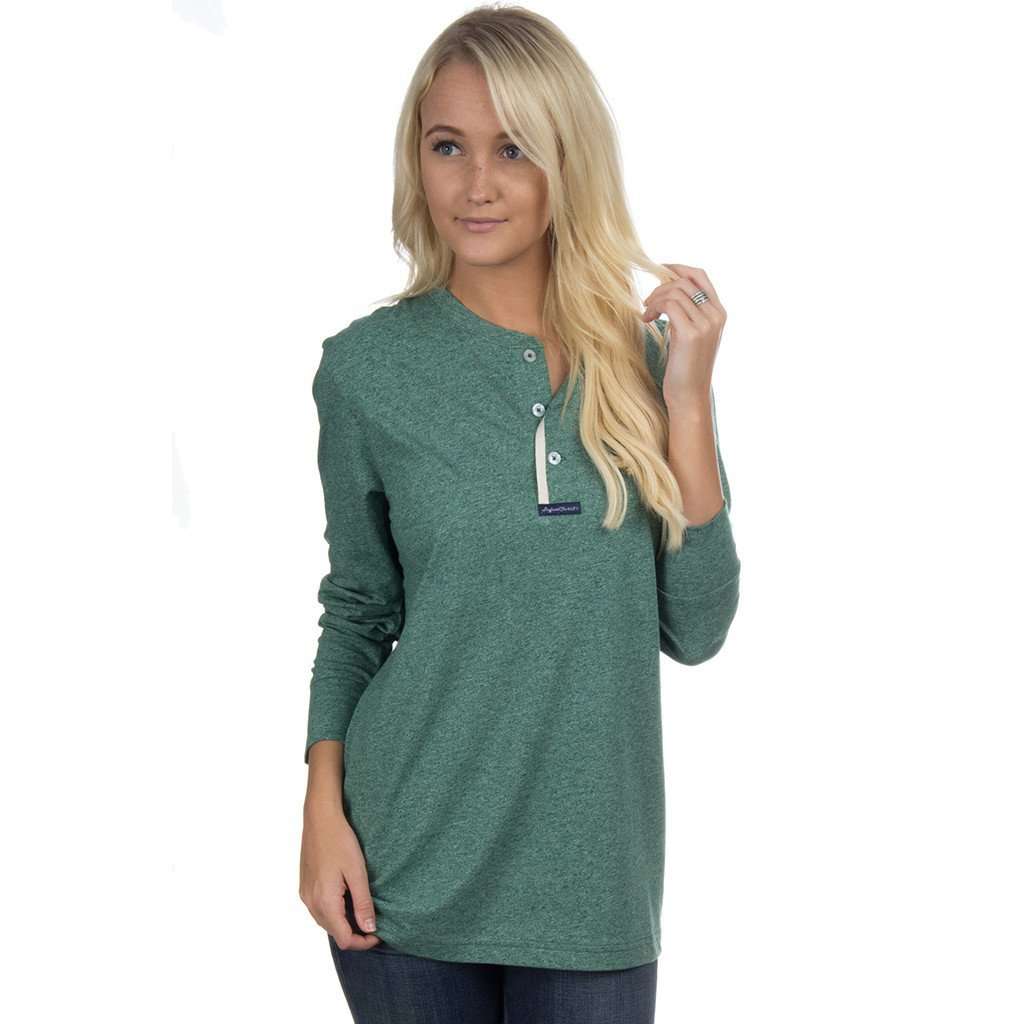 Long Sleeve Boyfriend Tee in Heathered Green by Lauren James - Country Club Prep