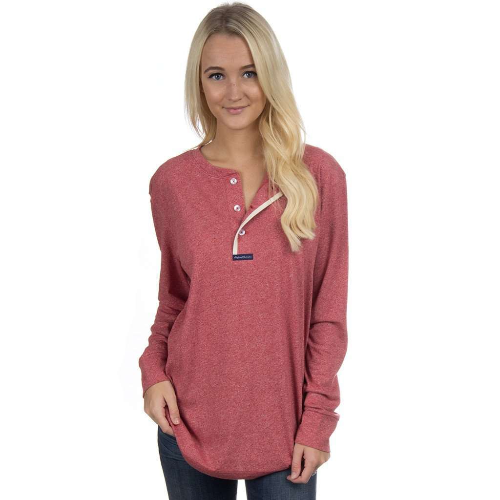 Long Sleeve Boyfriend Tee in Heathered Red by Lauren James - Country Club Prep