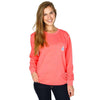 Long Sleeve Classic Crest Pocket Tee Shirt in Coral by Krass & Co. - Country Club Prep