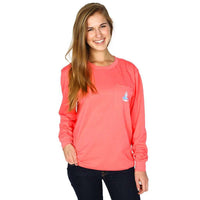 Long Sleeve Classic Crest Pocket Tee Shirt in Coral by Krass & Co. - Country Club Prep