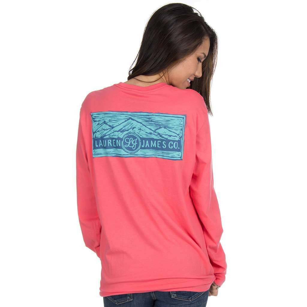 Long Sleeve Preptec Logo Tee in Coral by Lauren James - Country Club Prep