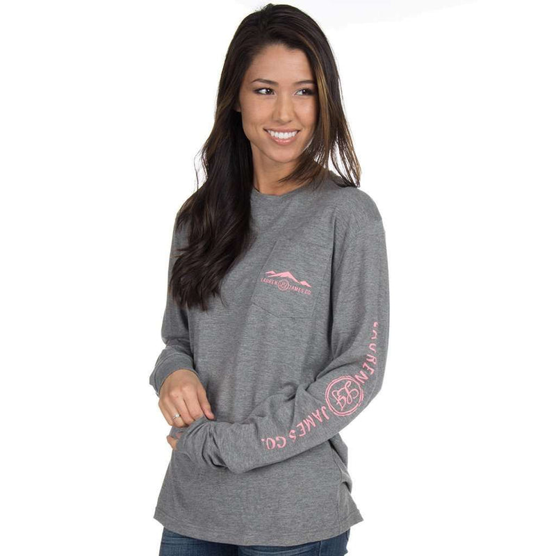 Long Sleeve Preptec Logo Tee in Dark Grey by Lauren James - Country Club Prep