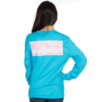 Long Sleeve Preptec Logo Tee in Glacier Blue by Lauren James - Country Club Prep