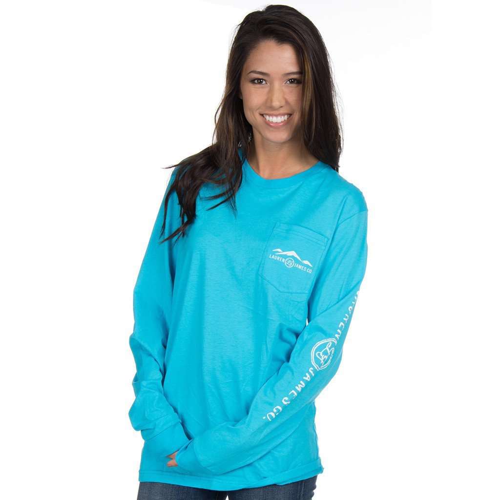 Long Sleeve Preptec Logo Tee in Glacier Blue by Lauren James - Country Club Prep