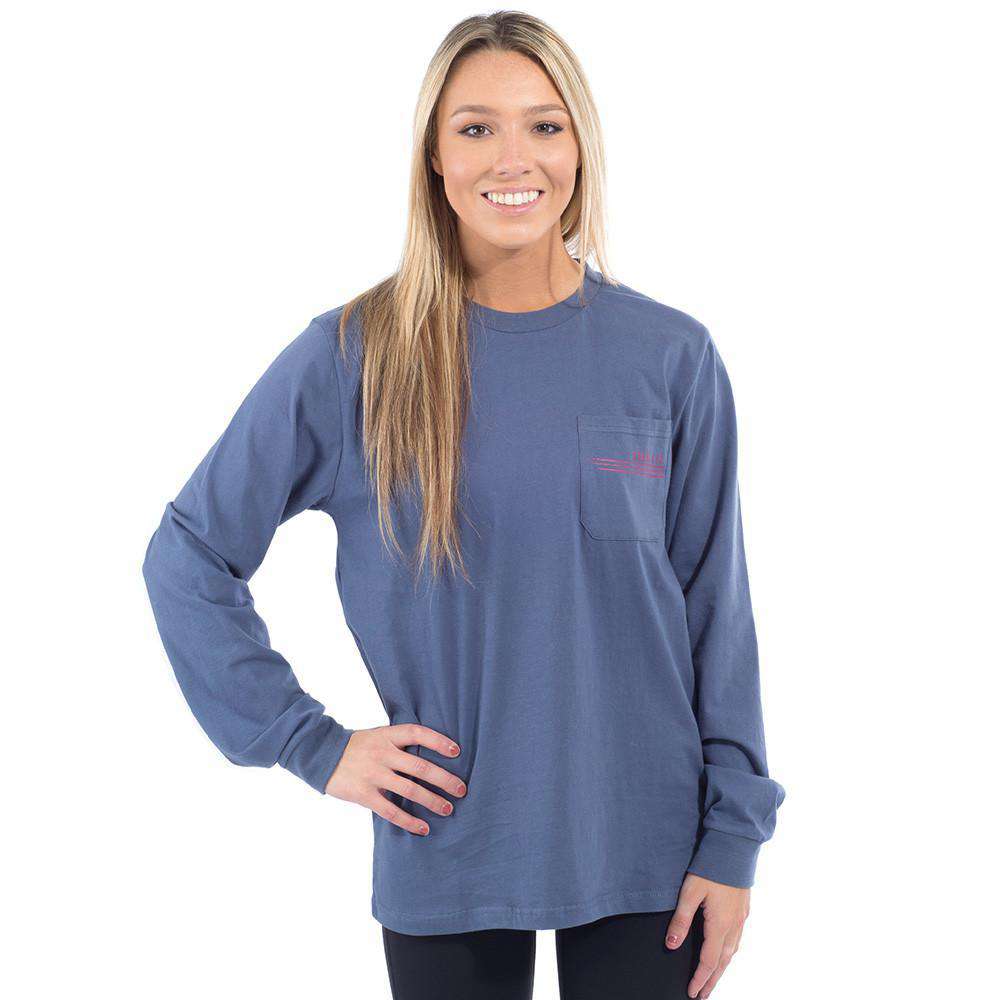 Long Sleeve Sailing Lines Pocket Tee Shirt in Navy by Krass & Co. - Country Club Prep