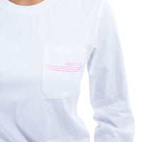 Long Sleeve Sailing Lines Pocket Tee Shirt in White by Krass & Co. - Country Club Prep