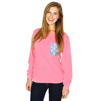 Long Sleeve Sailor's Delight Pocket Tee Shirt in Pink by Krass & Co. - Country Club Prep