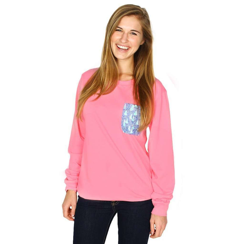 Long Sleeve Sailor's Delight Pocket Tee Shirt in Pink by Krass & Co. - Country Club Prep