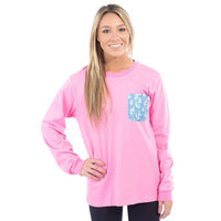 Long Sleeve Sailor's Delight Pocket Tee Shirt in Pink by Krass & Co. - Country Club Prep