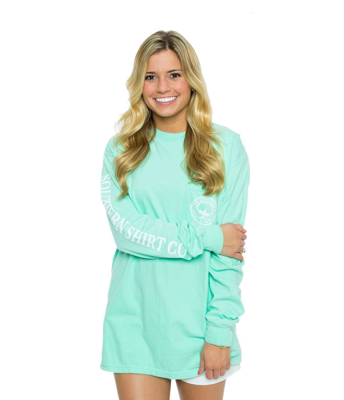 Long Sleeve Seaside Logo Tee in Island Reef Green by The Southern Shirt Co. - Country Club Prep