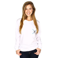 Long Sleeve Ski Mountain Pocket Tee Shirt in White by Krass & Co. - Country Club Prep
