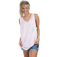Louisiana Lovely State Pocket Tank Top in Pink by Lauren James - Country Club Prep