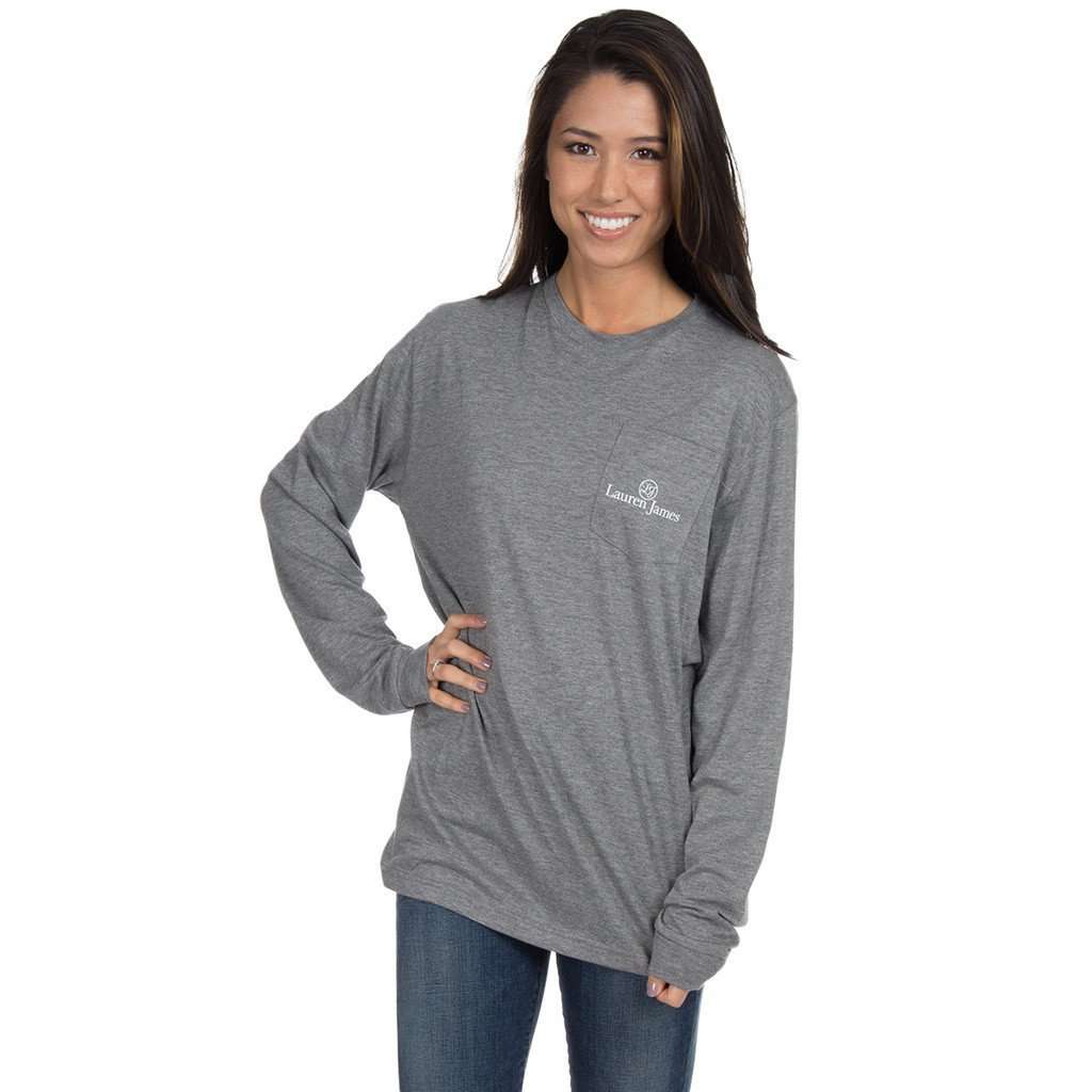 Love and Football Long Sleeve Tee in Dark Heather Grey by Lauren James - Country Club Prep