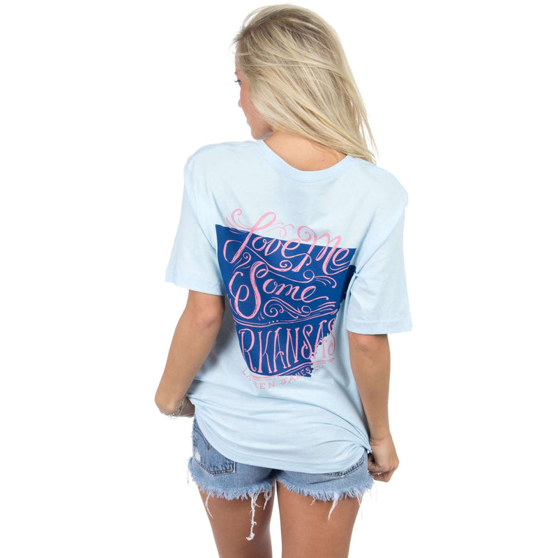 Love Me Some Arkansas Tee in Light Blue by Lauren James - Country Club Prep