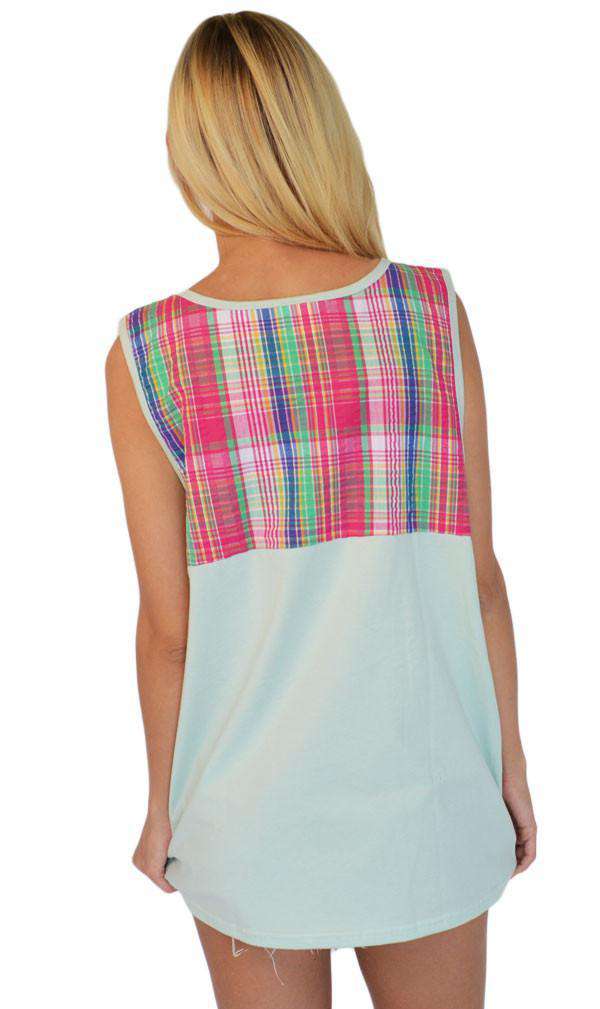 Magenta Seersucker Plaid Tank in Mint by Lauren James - Country Club Prep