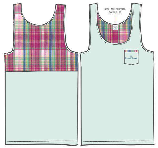 Magenta Seersucker Plaid Tank in Mint by Lauren James - Country Club Prep